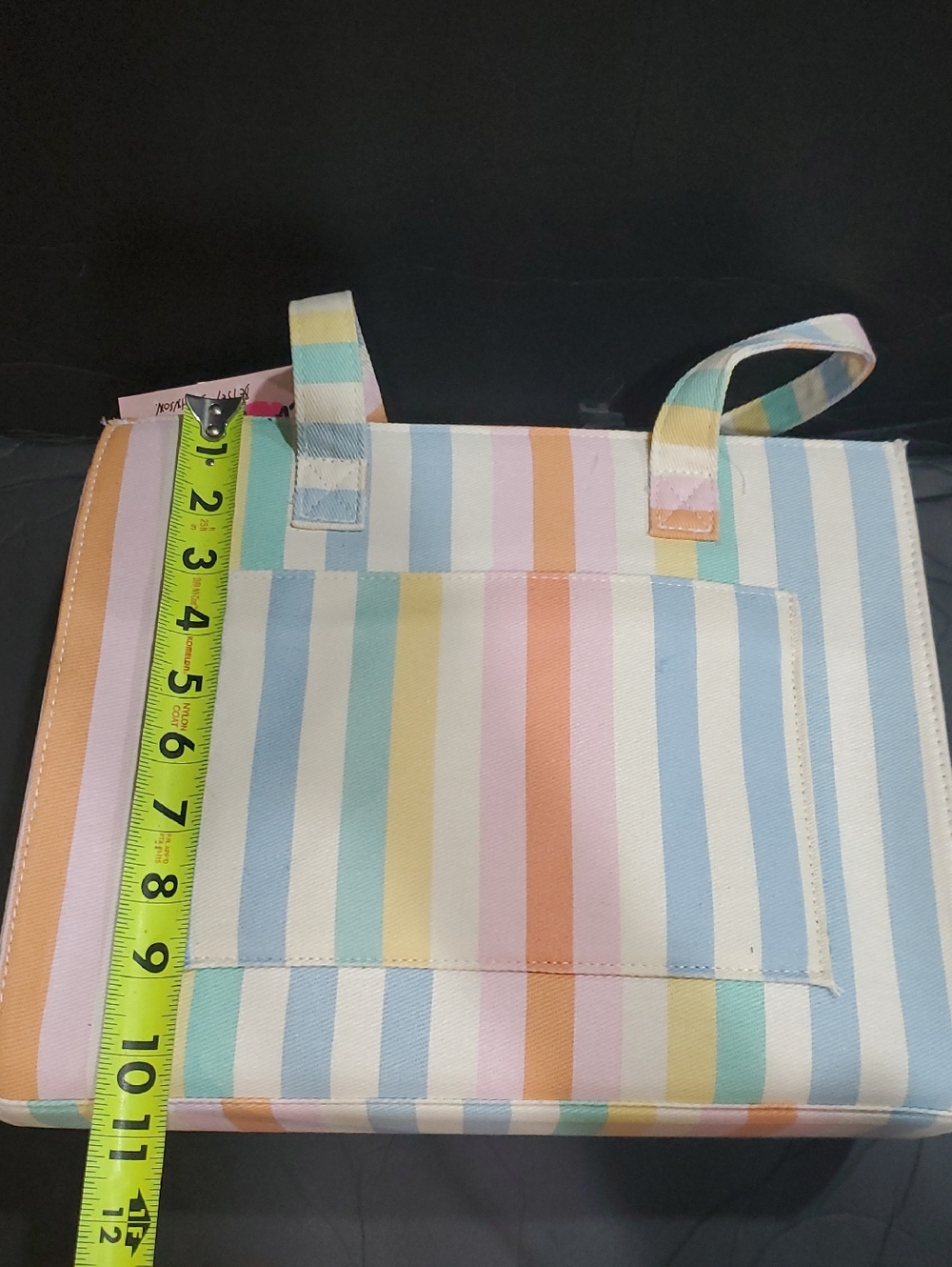 Betsey Johnson LBEMME cotton candy pastel stripe colorful structured woven tote - Picture 9 of 11
